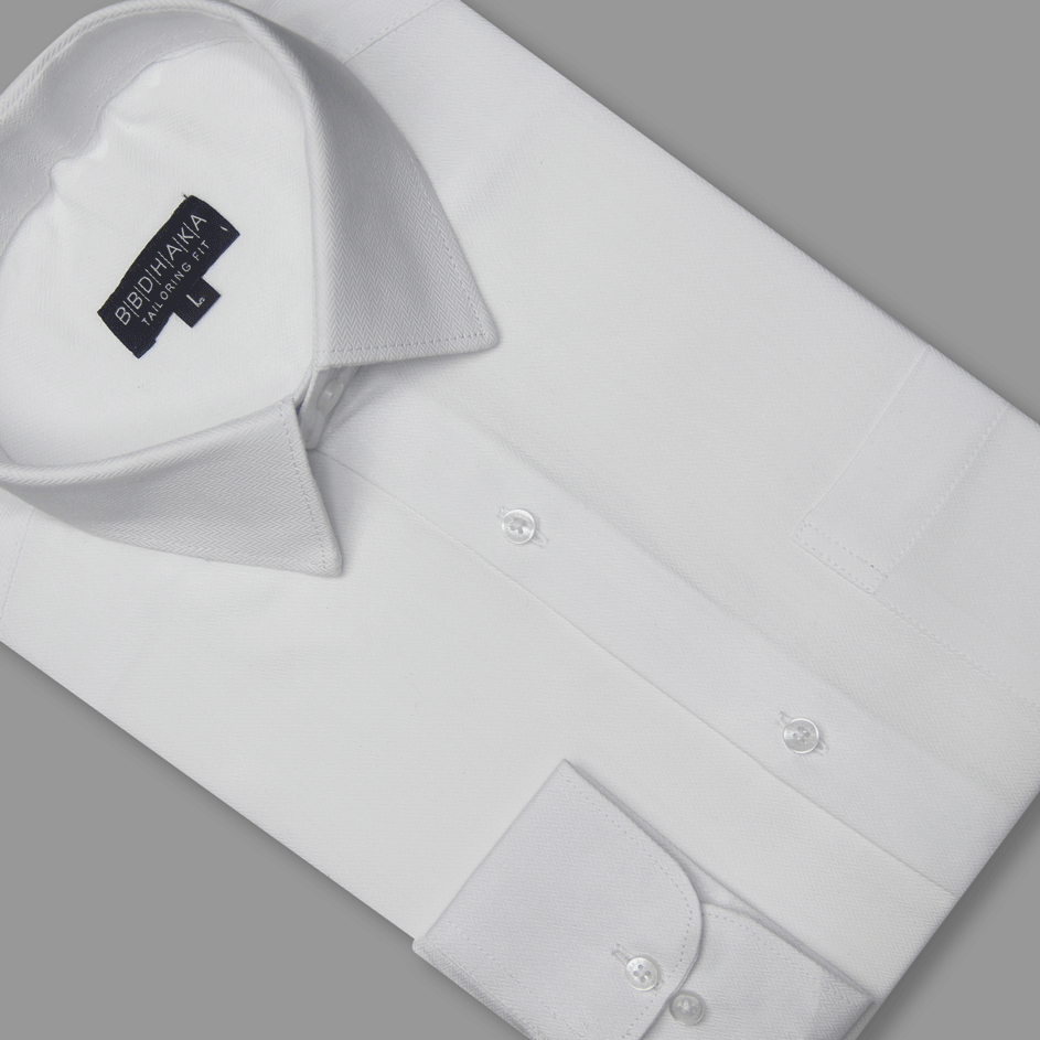 French Herringbone White Shirt - Product Code: 2026063 (New Arrival)