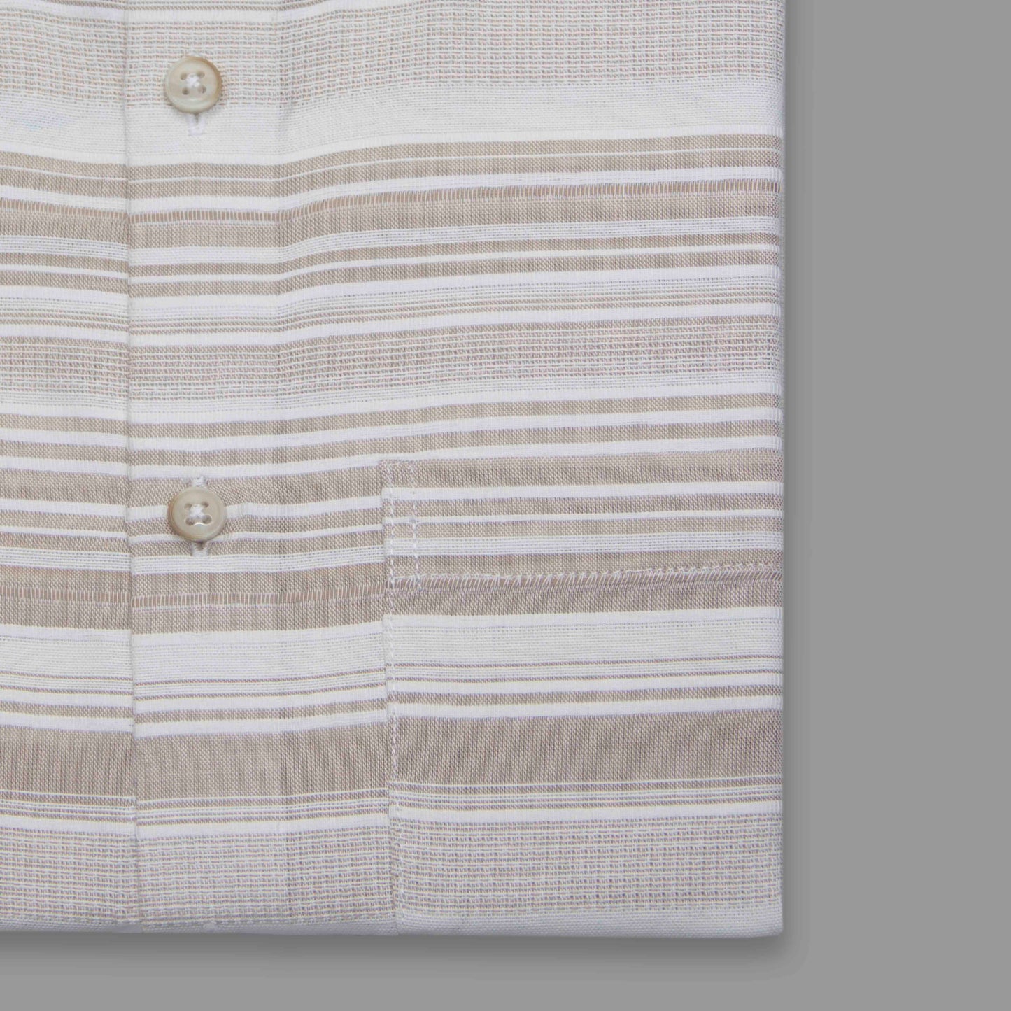 Beige & Grey Vertical Stripe Button-Down Shirt - Yarn Work