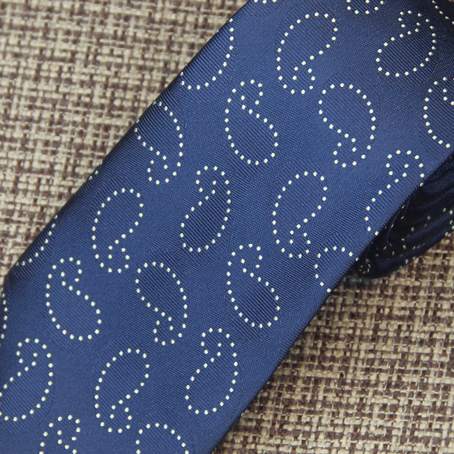 Navy Blue Paisley Dot Silk Tie