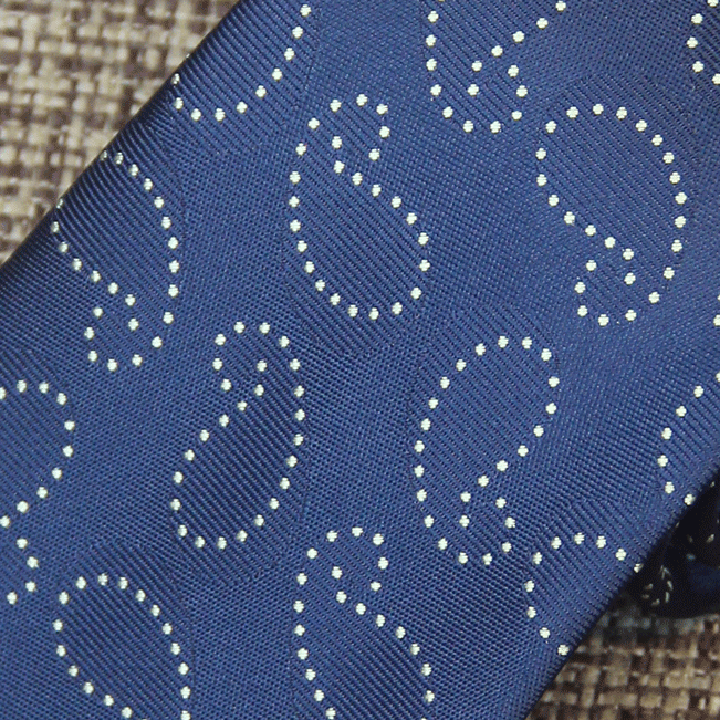 Navy Blue Paisley Dot Silk Tie