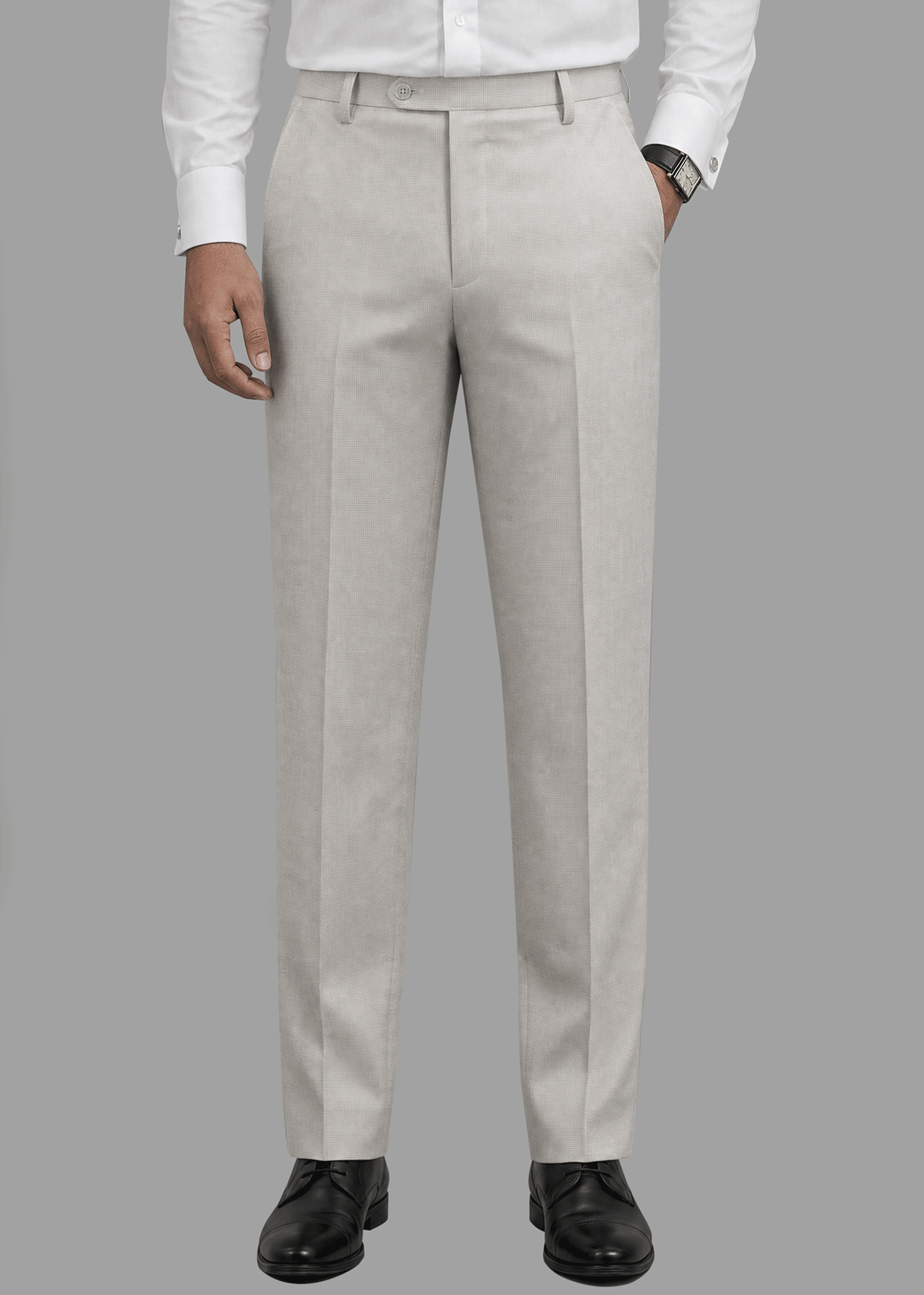Beige Structured Formal Pant - New Article