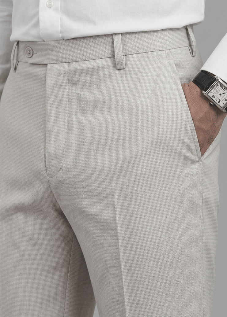 Beige Structured Formal Pant - New Article
