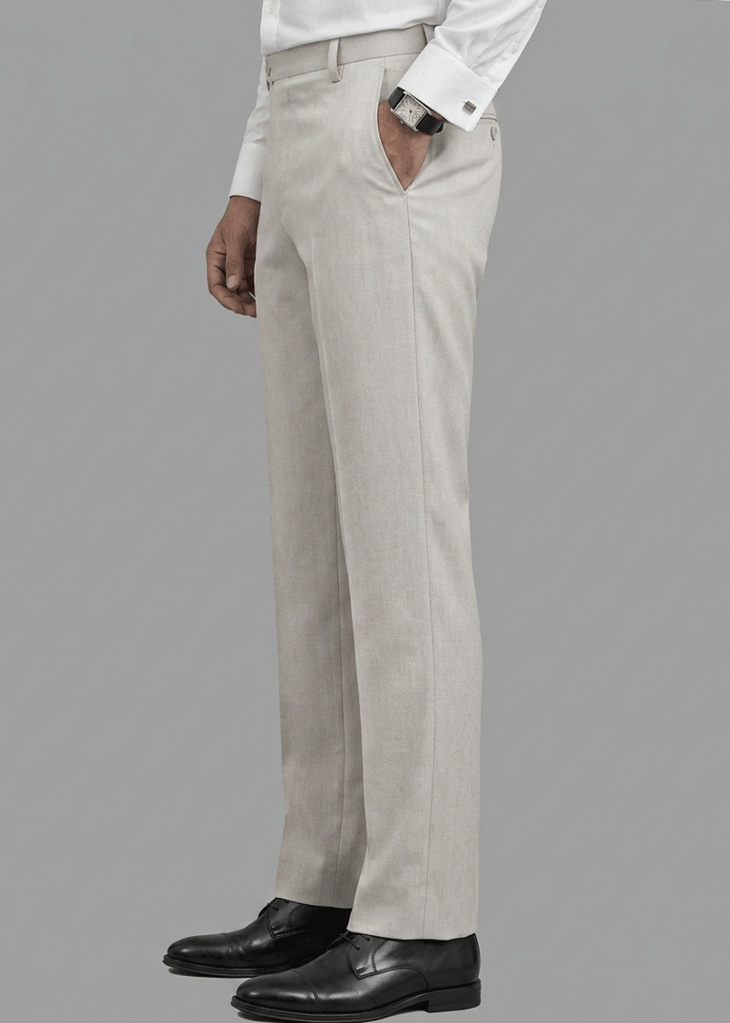 Beige Structured Formal Pant - New Article