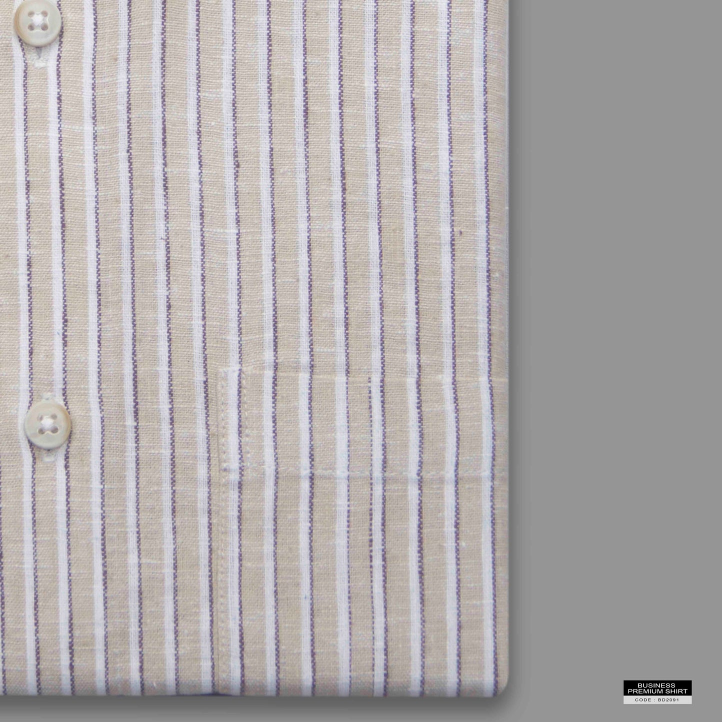 Beige Stripe Button-Down Shirt - Remi Cotton
