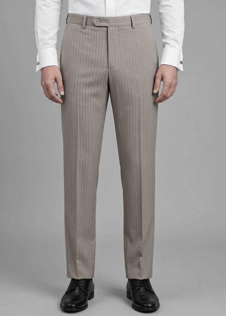 Beige Brown Pinstripe Formal Pant - New Article