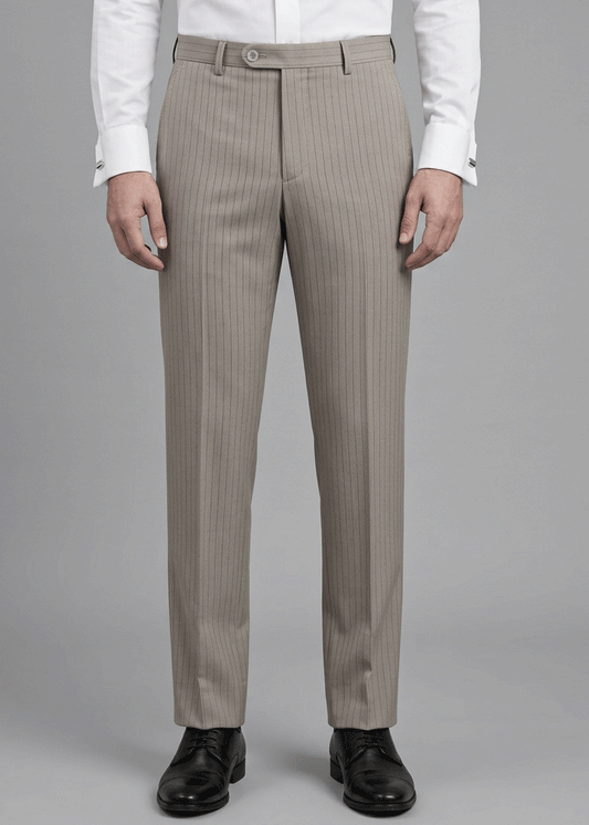 Beige Brown Pinstripe Formal Pant - New Article