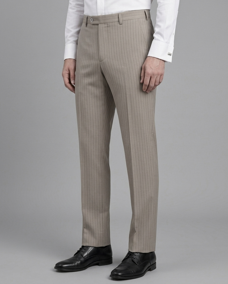 Beige Brown Pinstripe Formal Pant - New Article