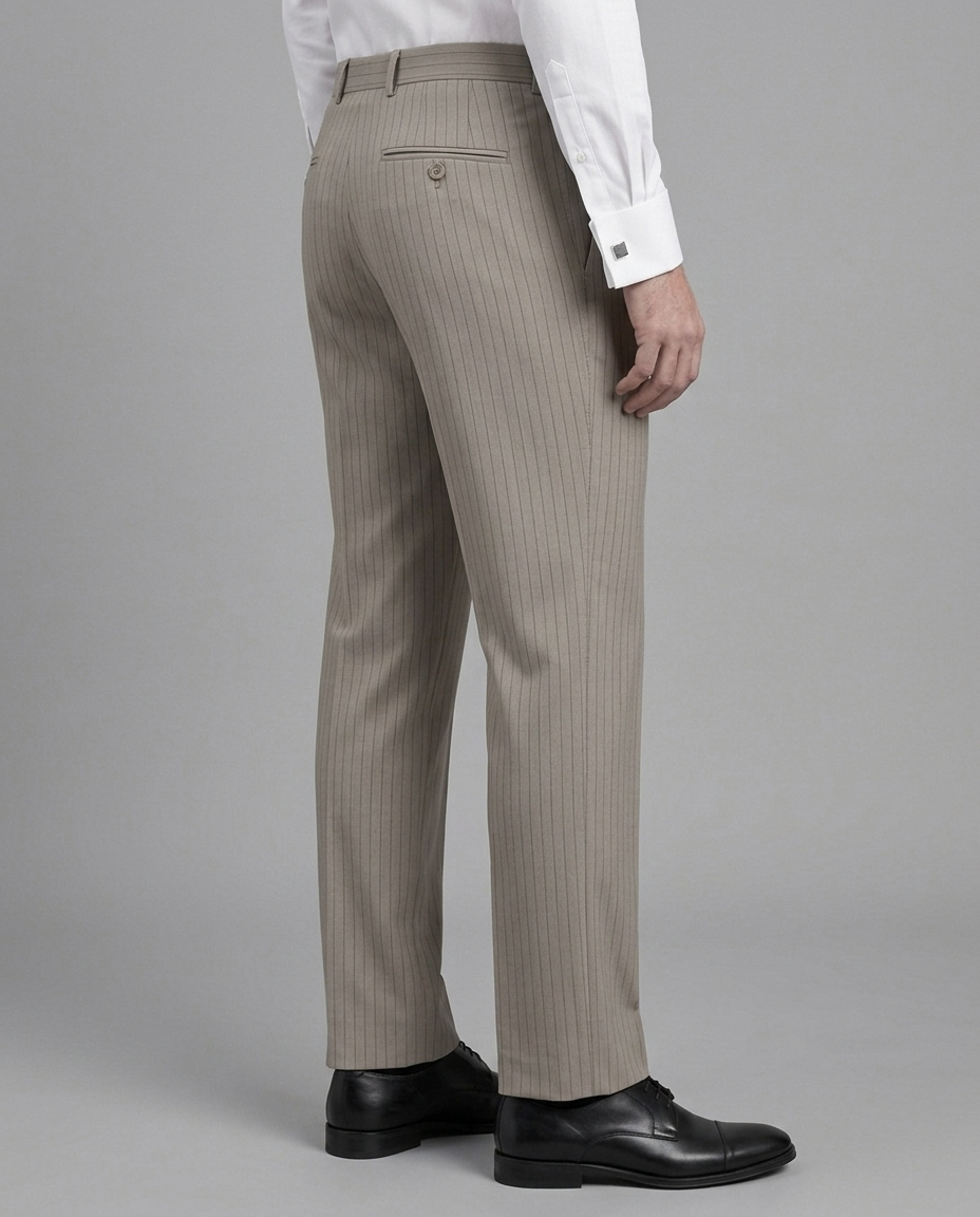 Beige Brown Pinstripe Formal Pant - New Article