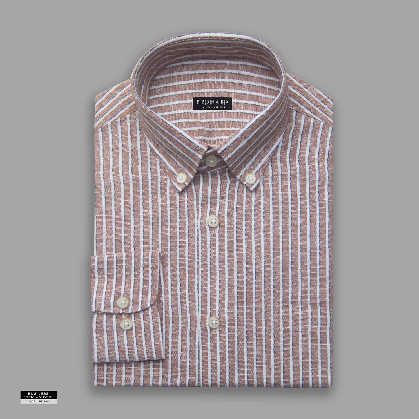 Orange Red Stripe Button-Down Shirt - Remi Cotton