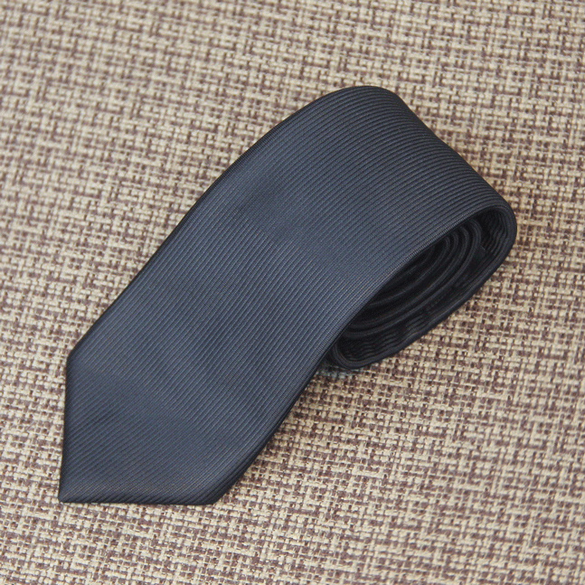 Solid Black Ribbed Tie