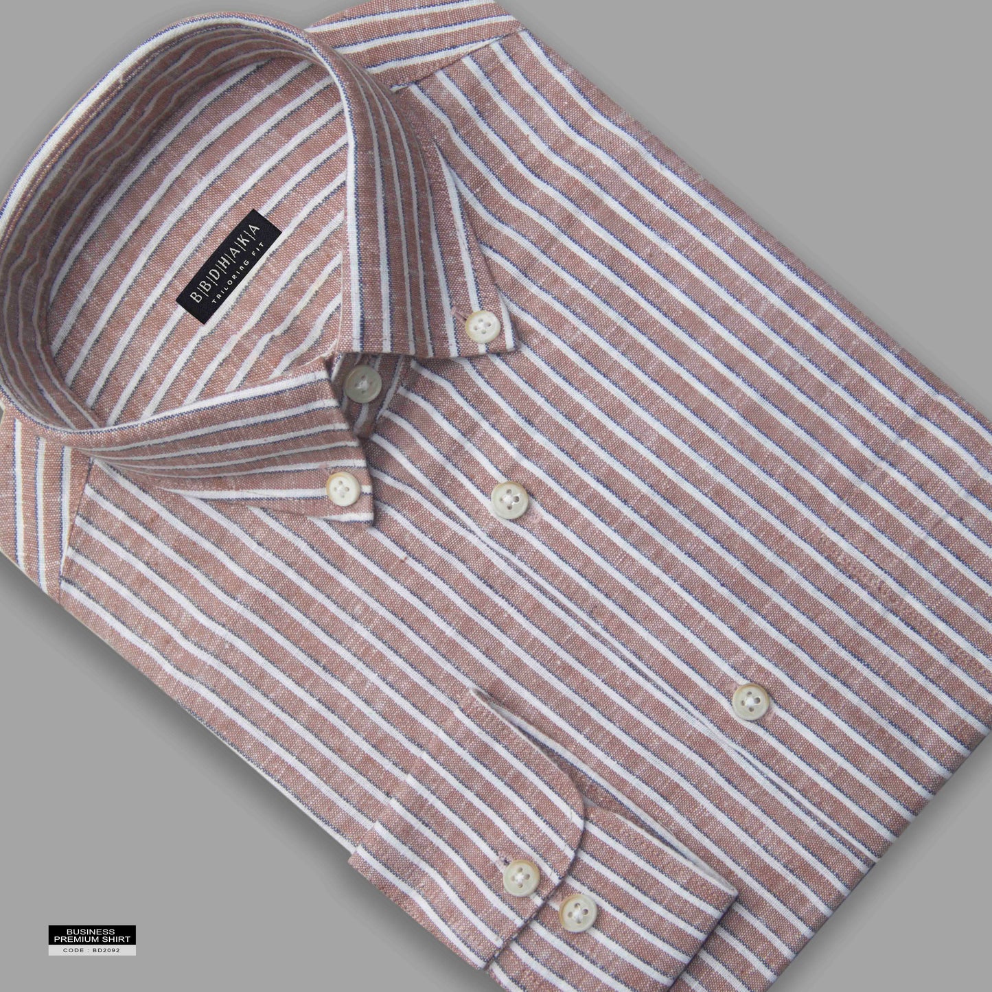 Orange Red Stripe Button-Down Shirt - Remi Cotton