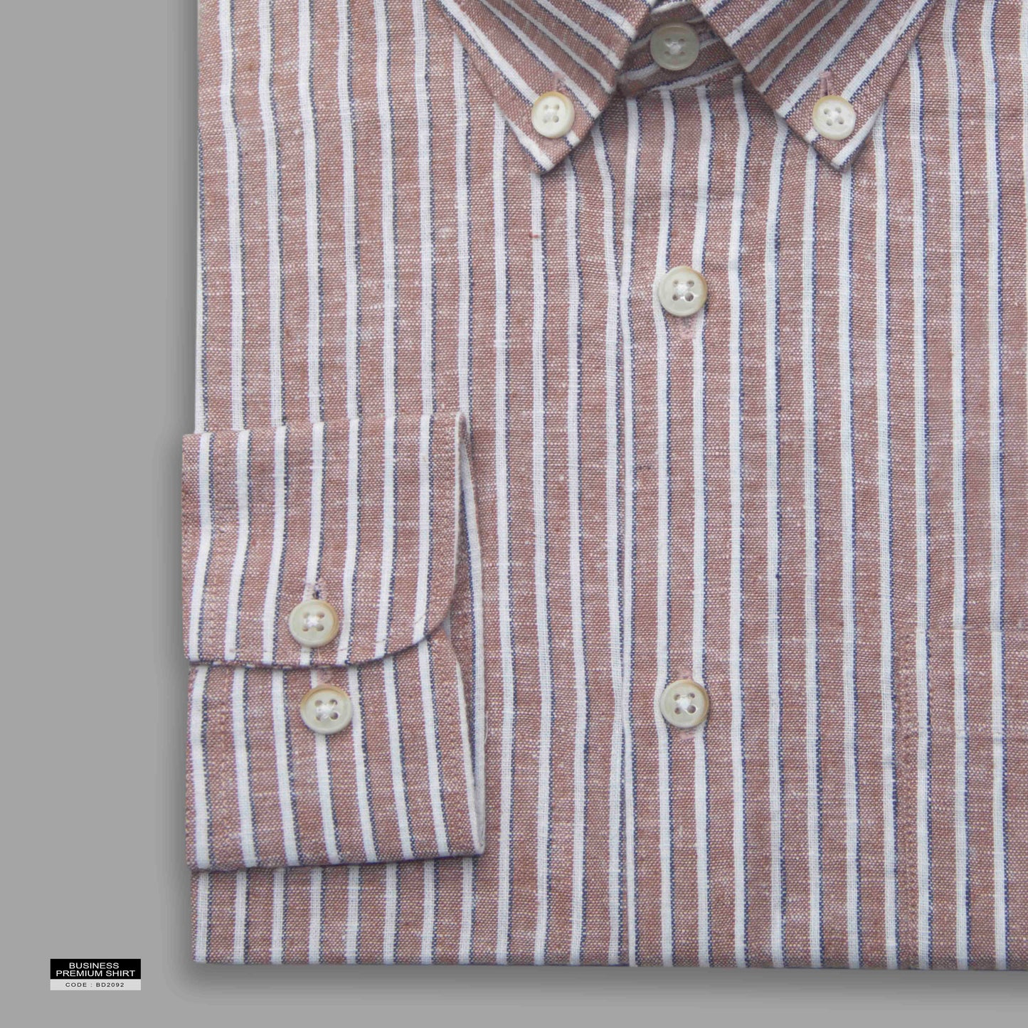 Orange Red Stripe Button-Down Shirt - Remi Cotton