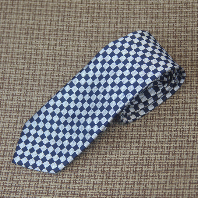 Dark Navy Box Pattern Tie