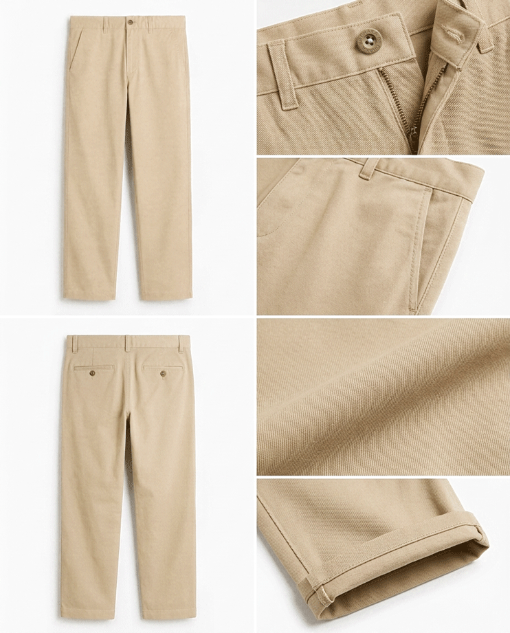 Dusty Beige Twill Cotton Chinos - Relaxed Fit