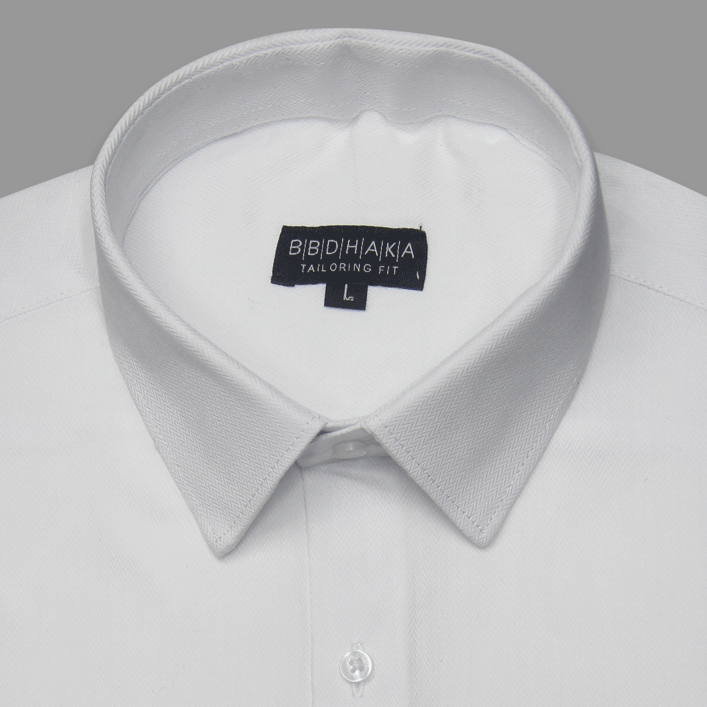 French Herringbone White Shirt - Product Code: 2026063 (New Arrival)