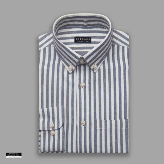 Black and White Stripe Button-Down Shirt - Remi Cotton