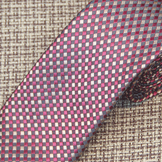 Rose Pink and Silver-Gray Woven Tie