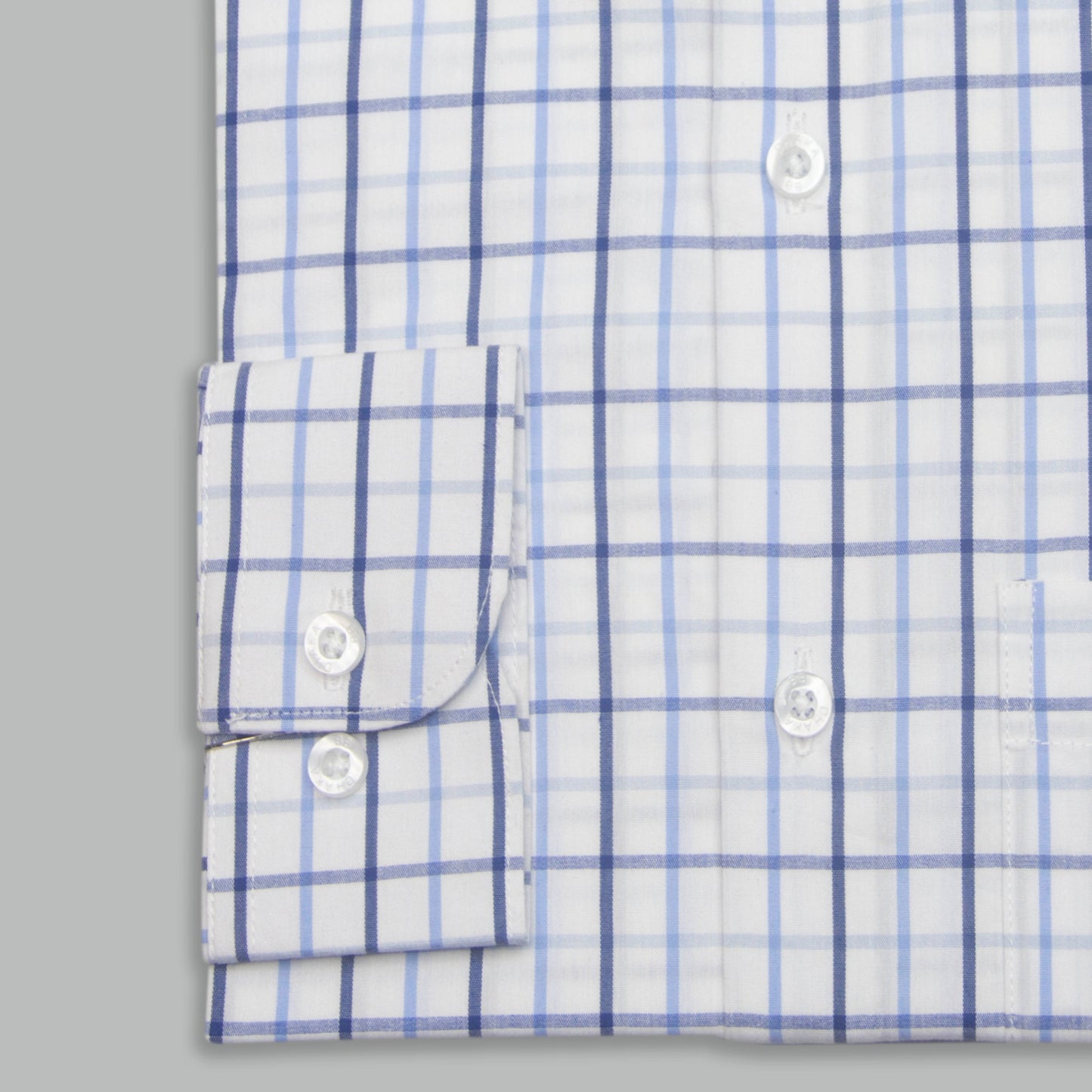 Classic White & Navy Lines Check Full Sleeve Shirt