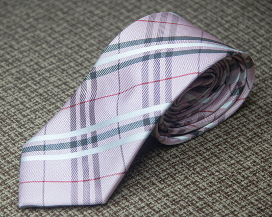 Burburry Soft Pink Check Pattern Tie