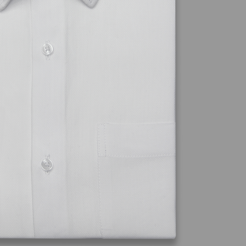 French Herringbone White Shirt - Product Code: 2026063 (New Arrival)