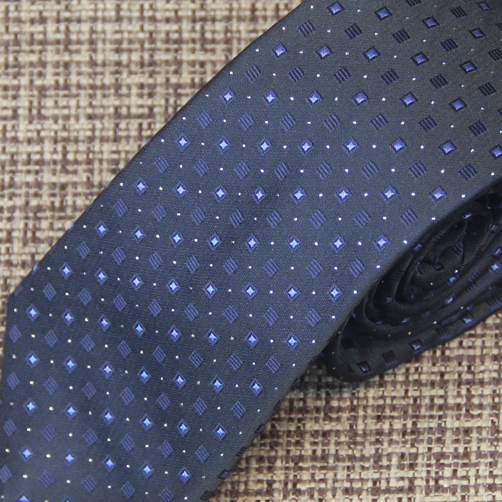 Navy Geometric Neat Pattern Silk Tie