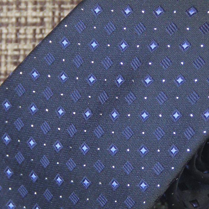 Navy Geometric Neat Pattern Silk Tie