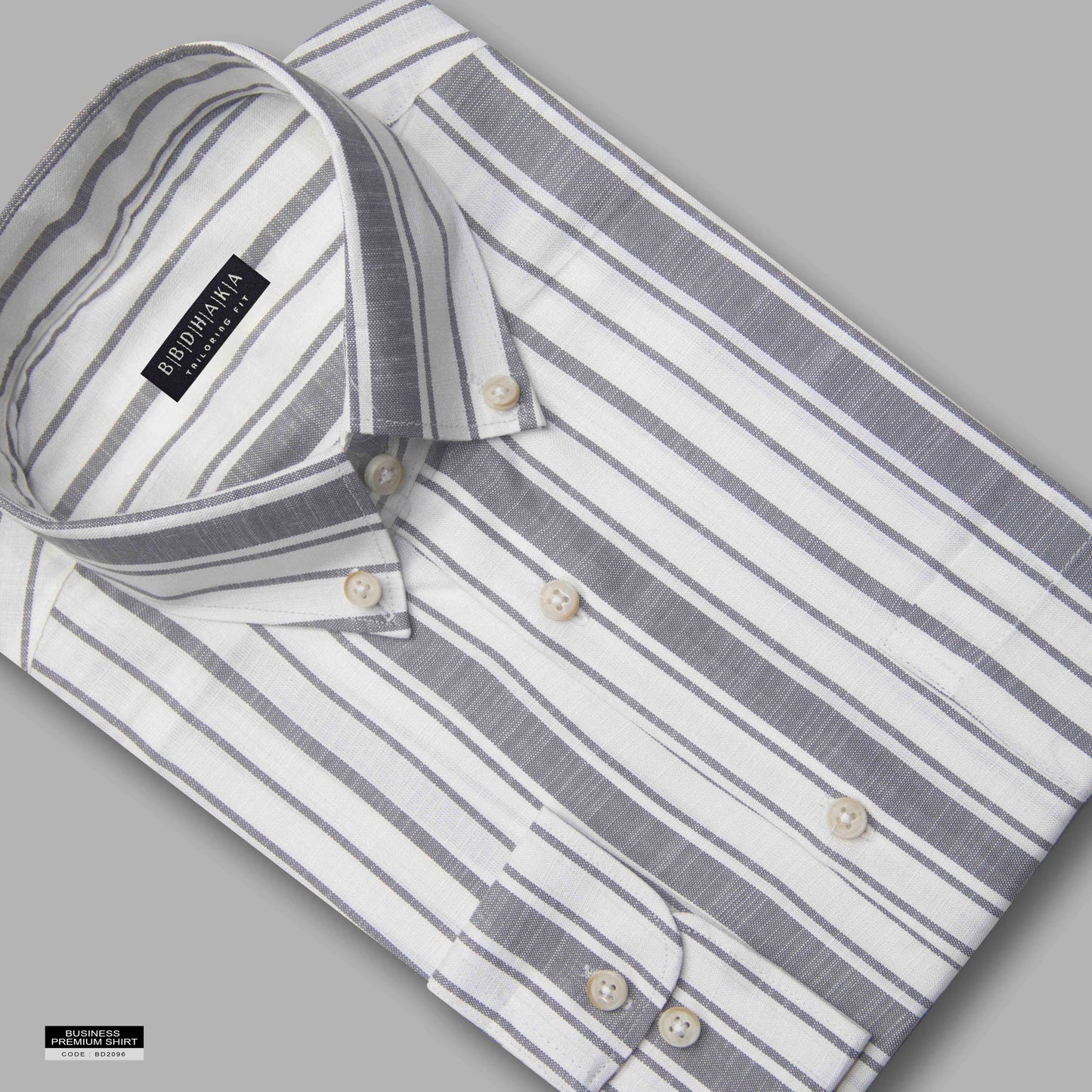Beige White & Ash Horizontal Stripe Button-Down Shirt - Fancy Cotton