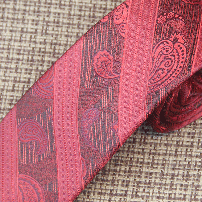 Wine Floral Vine Stripe Tie