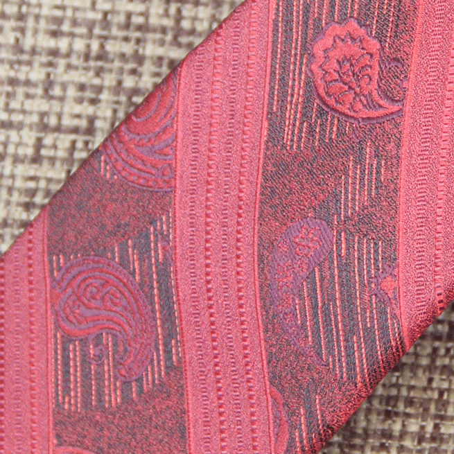 Wine Floral Vine Stripe Tie