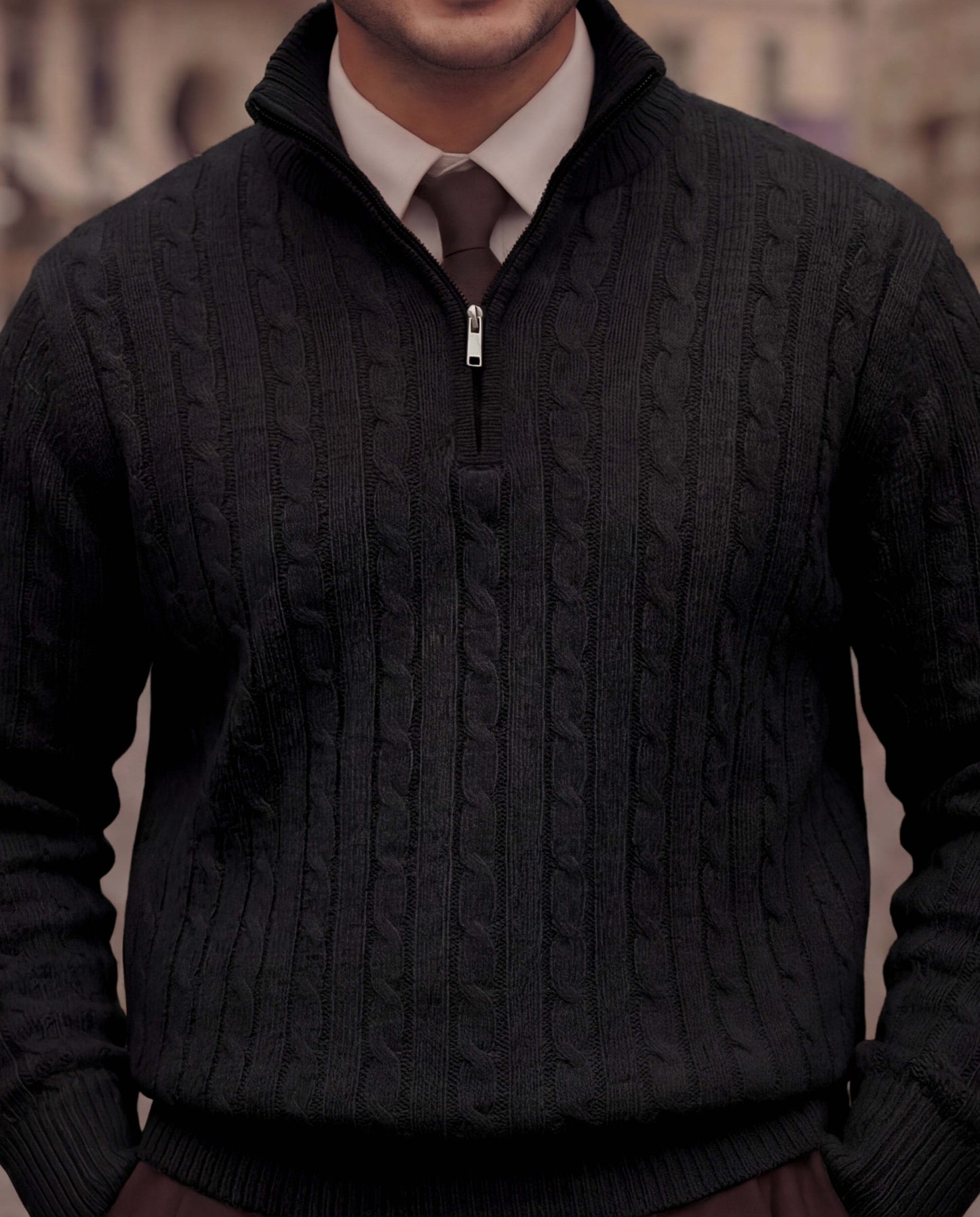 Zed Black High Neck Quarter Zipper Sweater - New Arrival