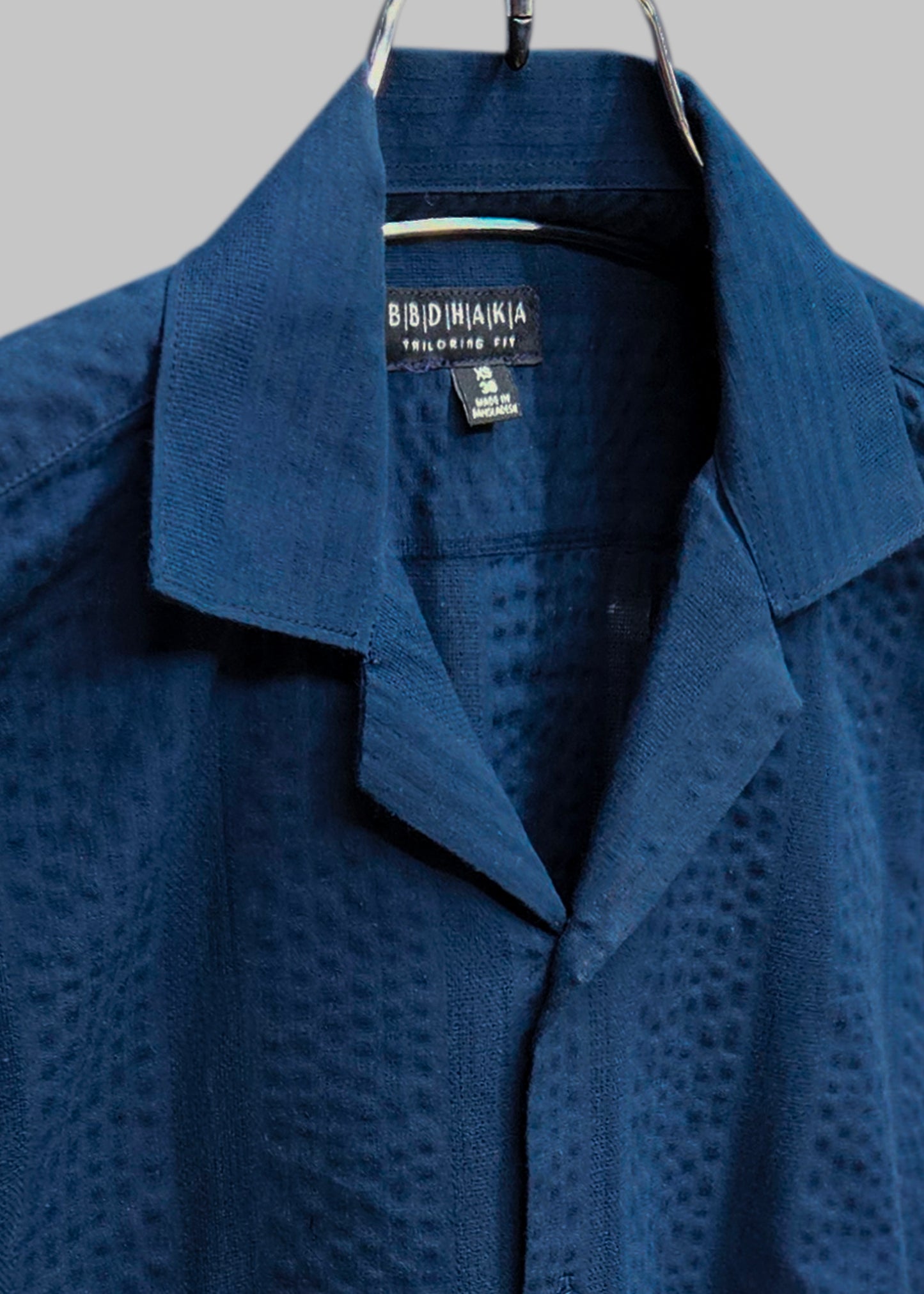 Navy Pattern Stripe Half Sleeve Cuban Shirt - New Arrival