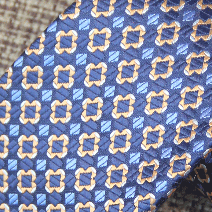 Royal Blue & Gold Geometric Jacquard Tie