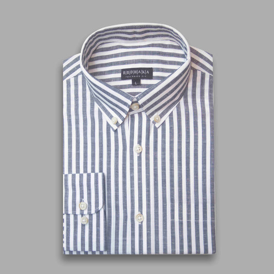 White & Ash Structured Button-Down Shirt - Fancy Cotton