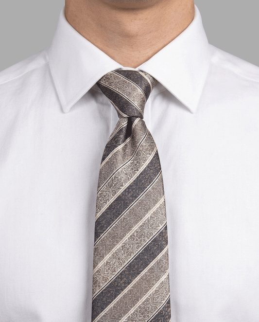 Platinum Paisley Stripe Tie