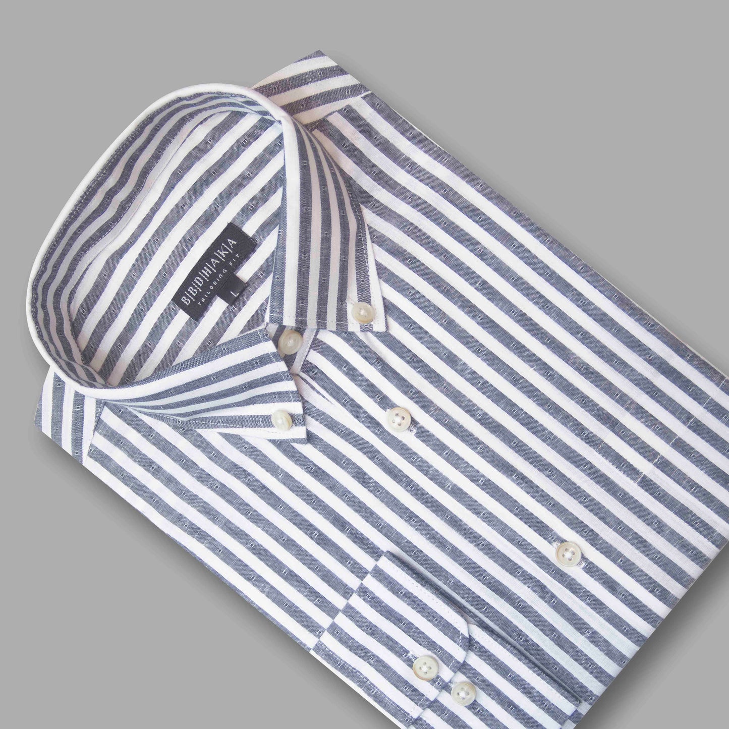 White & Ash Structured Button-Down Shirt - Fancy Cotton