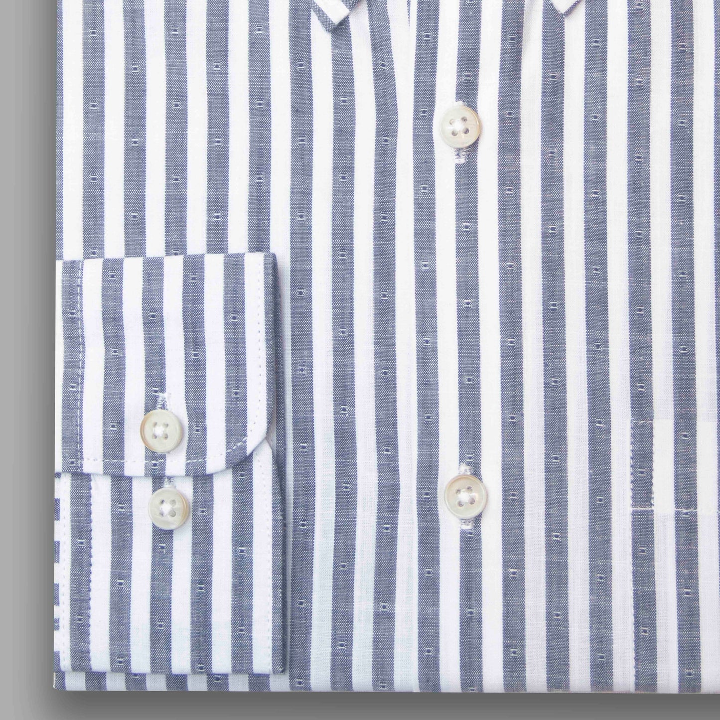 White & Ash Structured Button-Down Shirt - Fancy Cotton