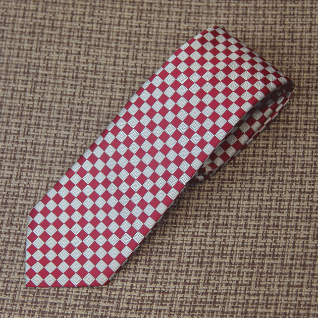 Maroon Red Box Pattern Tie