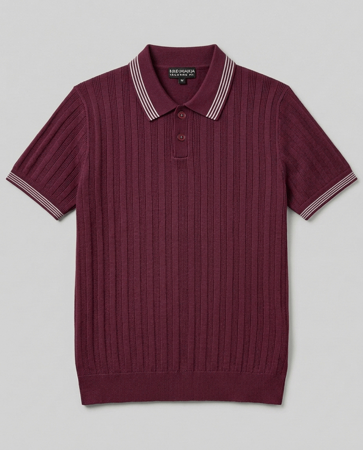 Dark Wine Summer Knit Polo