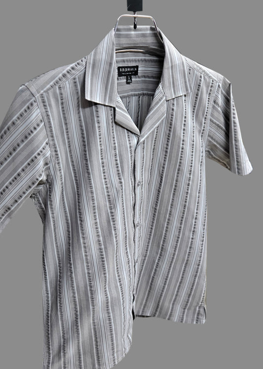 Ash pattern Stripe Half Sleeve Cuban Shirt - New Arrival