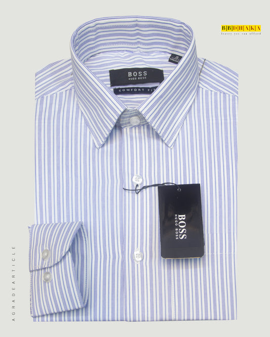 White with Blue Stripe Full Sleeve Shirt