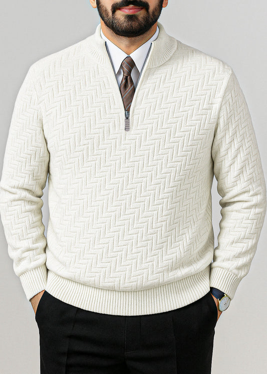 Snow White Quarter Zipper Sweater (TOP SELLING)