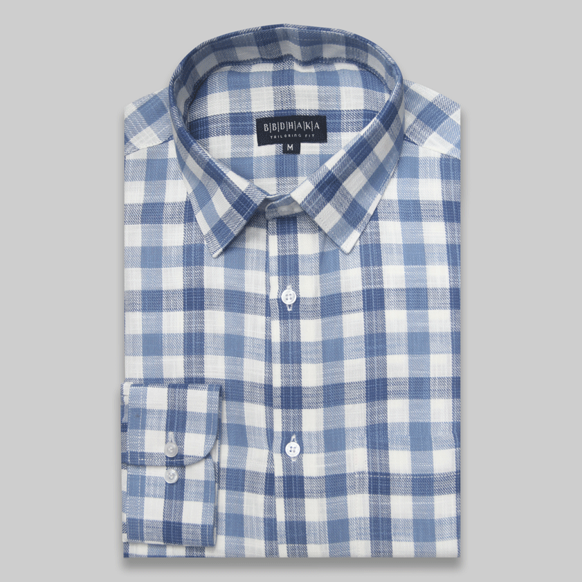 Blue & White Wide Box Check Shirt - Product Code: 2026064