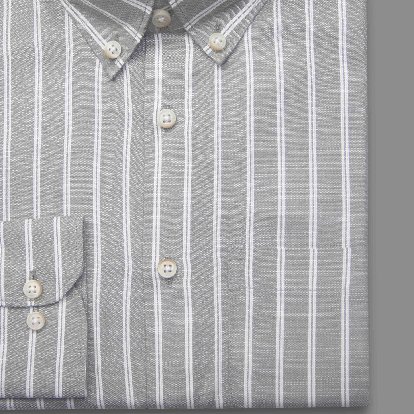 Olive & White Horizontal Stripe Button-Down Shirt - Viscos Cotton