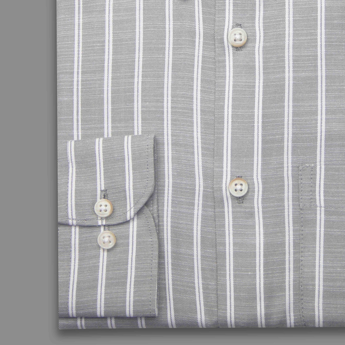 Olive & White Horizontal Stripe Button-Down Shirt - Viscos Cotton