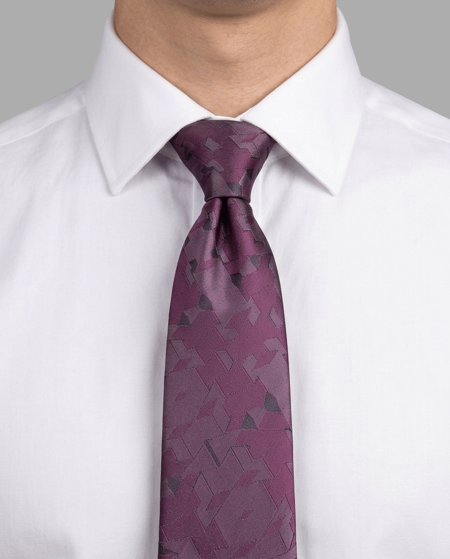 Wine-Purple Vintage Architectural Geometric Tie