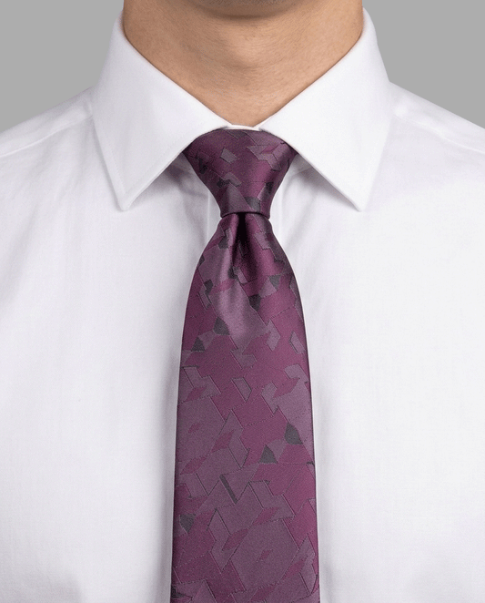 Wine-Purple Vintage Architectural Geometric Tie