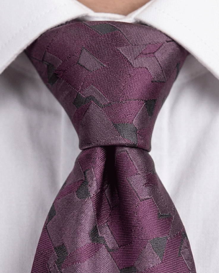 Wine-Purple Vintage Architectural Geometric Tie