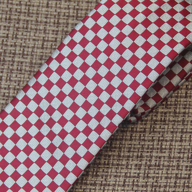 Maroon Red Box Pattern Tie