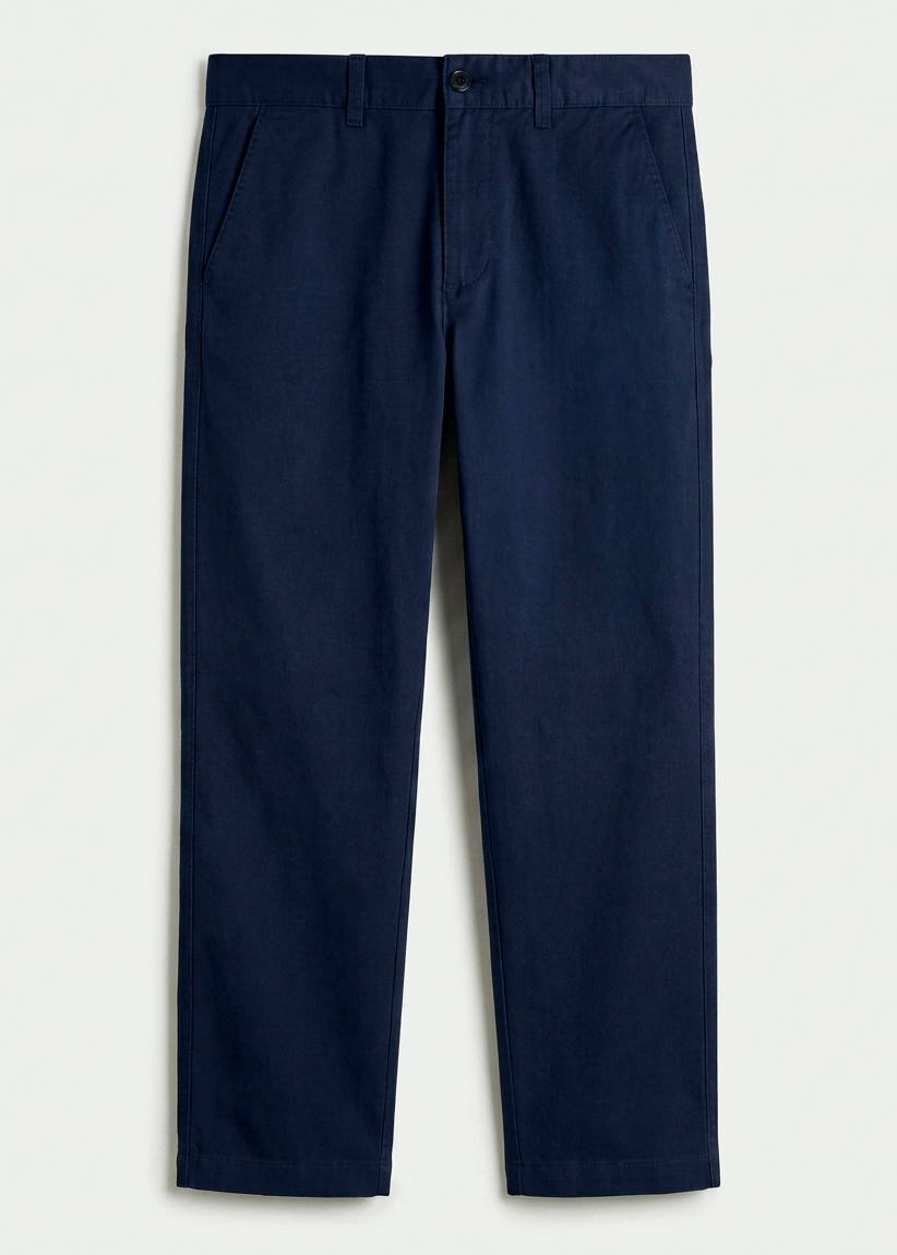 Midnight Blue Twill Cotton Chinos - Relaxed Fit | Office + Casual