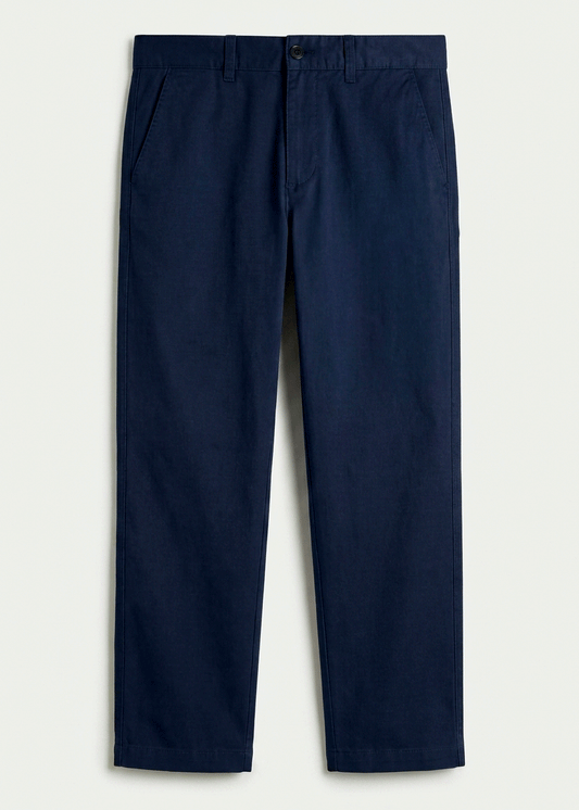 Midnight Blue Twill Cotton Chinos - Relaxed Fit | Office + Casual
